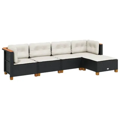 Immagine prodotto di vidaXL Set di divani da giardino 5 pezzi con cuscini in polirattan nero