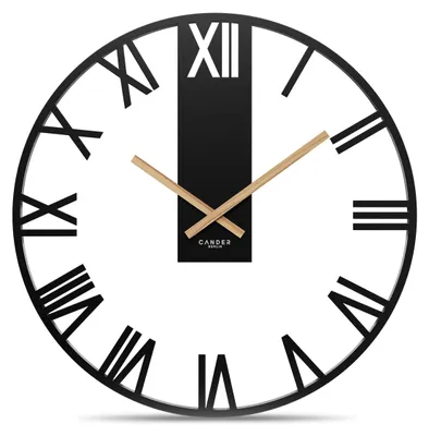 XXL Vintage Wanduhr 60 cm, Metall/Holz, schwarz, geräuschlos