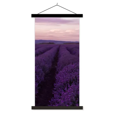 Produktbild von MuchoWow® Textilposter Lavendel - Lila - Blumen - Natur 90x180 cm mit schwarzem Rahmen - Dekoration Wohnzimmer