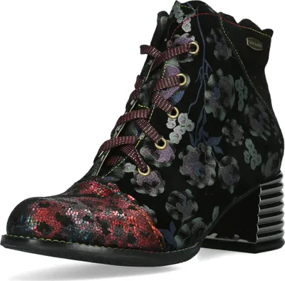 Produktbild von Laura Vita Damen Stiefelette Leder mit Blumenmuster und Cap Toe Igcinoo 05, Größe:39 EU, Farbe:Rot