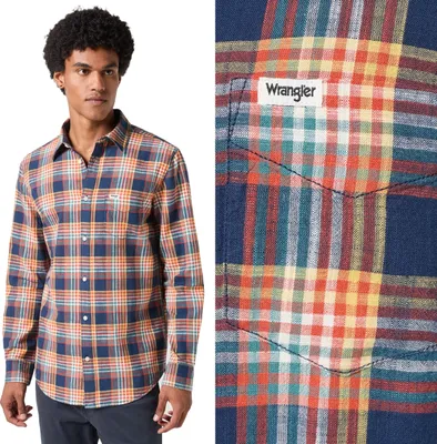 Produktbild von Wrangler LS 1 Punkt Hemd Herrenkarsch Hemd Schwarz Iris 112350495 W5A9016826