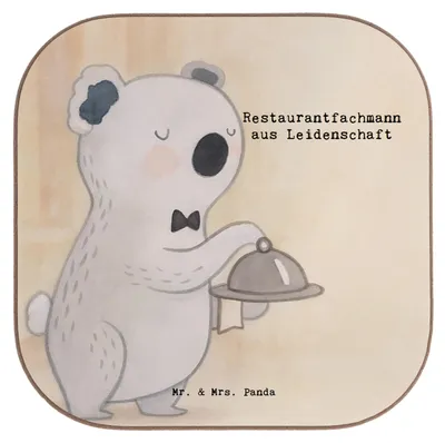 Produktbild von Mr. & Mrs. Panda Tassenuntersetzer Restaurantfachmann Leidenschaft Design - Weiß - Geschenk, Getränkeuntersetzer, Untersetzer für Gläser, Tischuntersetzer, Coaster