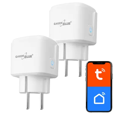 Produktbild von 2x Ferngesteuerte WLAN-Steckdose von GreenBlue Android/iOS/Alexa/Google Home Timer Leistungsmesser max. 16 A/3840 W GB735 W