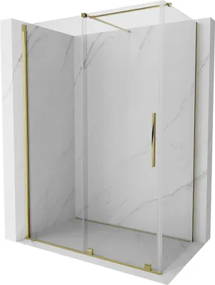 Image de Mexen Velar paroi de douche coulissante 140 x 80 cm, transparent, or - 871-140-080-01-50