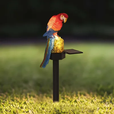 Produktbild von LED Solar Papagei Gartenstecker mit einer warmweißen LED