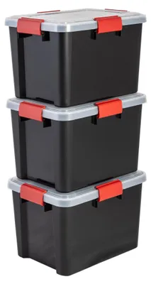 Produktbild von Iris Ohyama Luftdichte Kunststoff-Aufbewahrungsboxen mit Deckels, 20L, 3er-Set, Schwarz, Hermetischer wasserdichter Verschluss, Robuste Schnappverschlüsse, Stapelbar, Staubschutz, BPA-frei, DDAT-SD