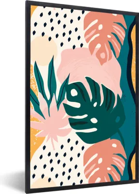 Produktbild von MuchoWow® MuchoWow® Gerahmtes Poster Pflanzen - Muster - Dschungel 60x90 cm - Poster mit zchwarzem Bilderrahmen - Kunst