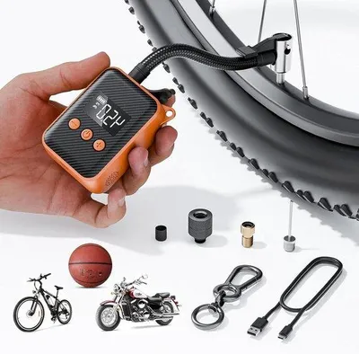 Produktbild von Elektrische Fahrradpumpe 130 psi Automatik Orange