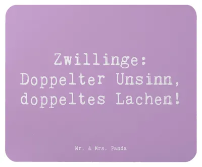 Produktbild von Mr. & Mrs. Panda Mauspad Spruch Zwillingsgeschwister Spaß - Lavendeltraum - Geschenk, pc mausunterlage, laptop, Mouse Pad, Zwillinge, Verwandte, Geschwister, Geschenke