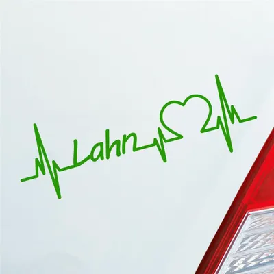 Produktbild von Auto Aufkleber Lahn Herz Puls Fluss River Wasser Water Liebe Love 19x6 cm Hellgrün Sticker Heckscheibenaufkleber