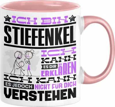 Produktbild von Stiefenkel Geschenk Kaffee-Tasse Geschenkidee für Stiefenkel Ich Bin Stiefenkel Ich Kann Es Dir Erklären Jedoch Nicht Für Dich Verstehen Spruch Lustig (Rosa)