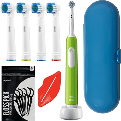 Produktbild von Oral-B Junior Pro Elektrische Zahnbürste grün Set mit 4 Aufsätzen Etui