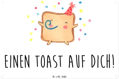 Produktbild von Mr. & Mrs. Panda Wandbild Toast Party DIN A3 - Weiß - Geschenk, Mitbringsel, Valentinstag, für Frauen, Türschild, Freundin, Blechschild, tafel, Freund, Metallschild
