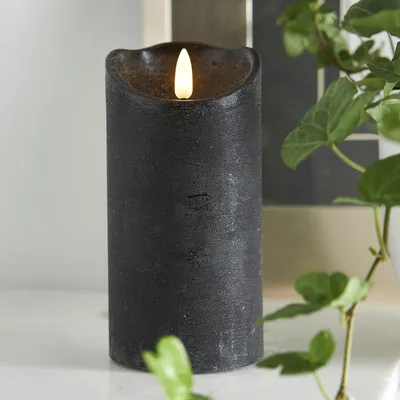Zdjęcie produktu dla Świeca Led woskowa pieńkowa FLAMME RUSTIC czarna 15cm