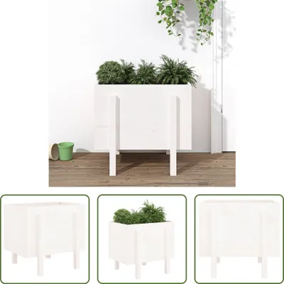 Produktbild von The Living Store Pflanzkübel Weiß 62x50x57 cm Massivholz Kiefer