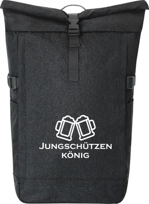 Produktbild von Huuraa Kurierrucksack Jungschützenkönig Schützenfest 30-44 Liter Black Melange Fairtrade Rolltop Rucksack Geschenkidee