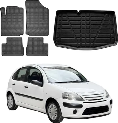 Image de Tapis & bac de coffre Set pour Citroen C3 2002-2009 Caoutchouc TPE Noir 5x