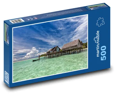 Produktbild von martinpuzzle - Puzzle 500 Teile - Fischerdorf auf den Malediven