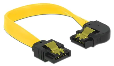 Productafbeelding van DELOCK 83957, 0,1 meter, SATA 7-polig, SATA 7-polig, mannelijk/mannelijk, zwart, geel, rechte kabel