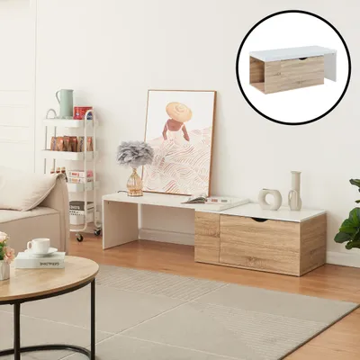 Immagine prodotto di Tavolino 'Österåker' con piano allungabile 100 x 47,5 x 40 cm effetto legno / bianco