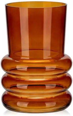 Zdjęcie produktu dla Nowoczesny wazon szklany o wysokości 18 cm z dekoracją w kolorze bursztynowym