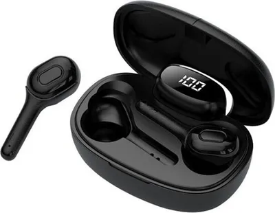 Image de T9 TWS Casque sans fil Bluetooth 5.0 HIFI Graphen Bass LED affichage numérique 6D HD appel casque avec boîte de chargement - Noir