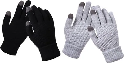 Produktbild von Winterhandschuhe, warme Strickhandschuhe mit vollen Fingern, Touchscreen-Handschuhe für Damen und Herren
