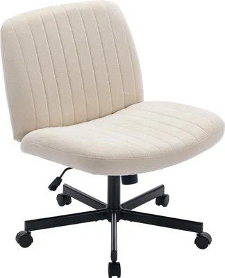 Produktbild von COLAMY Breiter Bürostuhl – Ergonomischer, gepolsterter Schreibtischstuhl mit Drehfunktion und 115° Wippmechanismus, Mit Rollen, beige