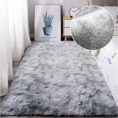 Produktbild von Shaggy Teppich Langflor weich rutschfest modern Grau/Weiß 80 x 120 cm