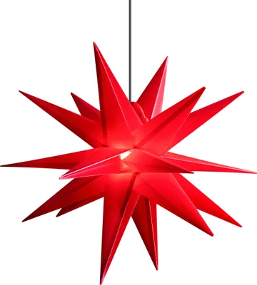 Produktbild von LED Weihnachtsstern 3D Rot 55 cm inkl. LED-Leuchte + Trafo Leuchtstern Außenstern Faltstern Adventsstern wetterfest für außen und innen 5m Kabel
