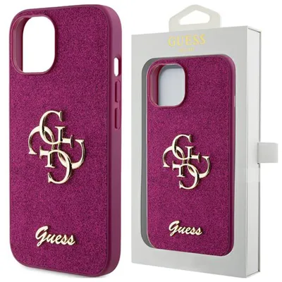 Zdjęcie produktu dla Etui Guess Glitter Script Big 4G Na Iphone 15 - Fioletowe