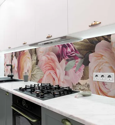 Produktbild von Küchenrückwand selbstklebend blühende Ballerina Blumen Spritzschutz 180 x 60cm