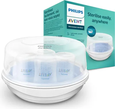 Produktbild von Philips AVENT SCF281/02 Mikrowellen Sterilisator für Babyflaschen, Schnuller und Zubehör, Dampfsterilisation, kompakt und leicht, weiß
