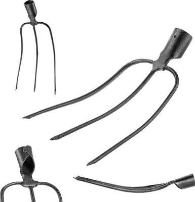 Produktbild von KADAX Steingabel ohne Stiel, Kartoffelgabel aus Stahl, Rübengabel, Drahtgabel, Kartoffelforke, Spatengabel, Mistgabel, Mistforke, Heugabel, Grabgabel (Schwarz 3 Zinken)