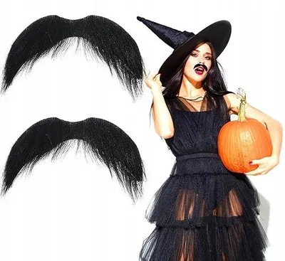 Zdjęcie produktu dla Wąsy sztuczne do przyklejenia czarne kostium cosplay halloween 2 szt.