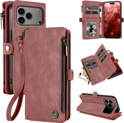 Produktbild von Handy Hülle für Apple iPhone 17 Pro Max Geldbeutel Geldbörse RFID Schutz Klapphülle Cover Schutzhülle Wallet Farbe: Rosa
