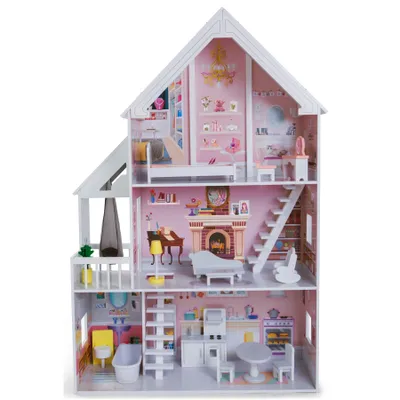Produktbild von Puppenhaus Cinderella Traumvilla 126,5 cm aus Holz mit Möbeln