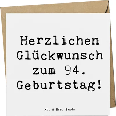 Produktbild von Mr. & Mrs. Panda doppelkarte Spruch 94. Geburtstag - Weiß - Geschenk, faltkarte, Lebensfreude, Geburtstagsgeschenk, anlasskarte, Grußkarte, Glückwunschkarte, Stolz