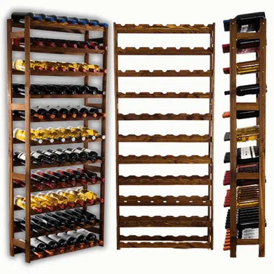 Produktbild von MODO24 Weinregal 77 Flaschen, Flaschenregal, Weinschrank, Weinständer, Getränkeregal, Kellerregal, Massivholz, 166x72x25 cm, Braun, RW1