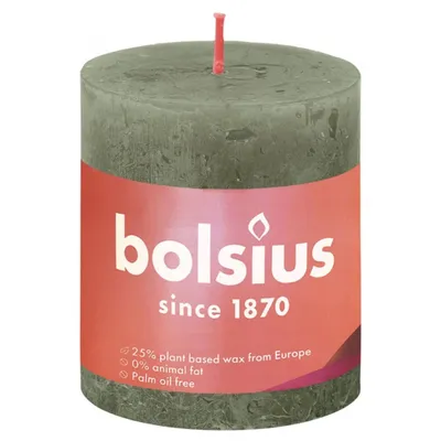 Zdjęcie produktu dla Bolsius Rustic Pillar Candles Shine 4 szt. 80x68 mm Oliwkowa zieleń