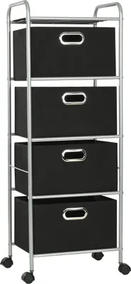 Produktbild von vidaXL Regal mit 4 Aufbewahrungsboxen Stahl und Vliesstoff
