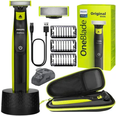 Immagine prodotto di Rasatore Philips OneBlade QP2724/10 + custodia + base di ricarica per Philips, verde/nero, accessori per il corpo