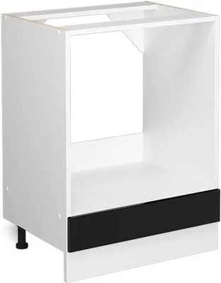 Produktbild von Famanu Küchenschrank 60 cm - Weiß mit Hochglanz Schwarz