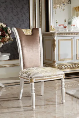 Produktbild von Esszimmer Stuhl 1 Sitzer Sessel Holz Luxus Klasse Barock Rokoko Möbel Design E62
