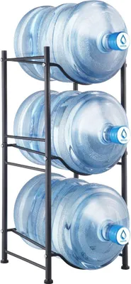 Produktbild von 3-stufiger Wasserflaschenhalter, einreihiges Wasserflaschenregal für 3 Flaschen, schwarz
