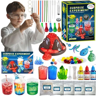 Zdjęcie produktu dla Zestaw Naukowy Eksperymenty dla Dzieci 52w1 Chemia Laboratorium Wulkan STEAM 8+