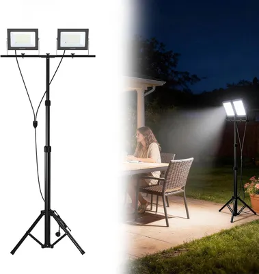Produktbild von LILIIN 2x100W LED Arbeitsleuchte mit Stativ & Fernbedienung, Baustrahler 180° schwenkbar, 3m Kabel Innen