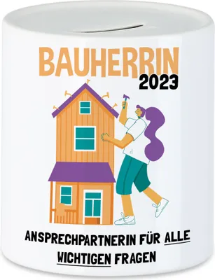 Produktbild von Bauherrin 2023 Spardose Richtfest Hausbau Häuslebauer Geschenk Einzug Eigenheim Lustig Sarkasmus