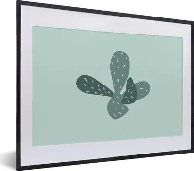 Produktbild von MuchoWow® Gerahmtes Poster Sommer - Kaktus - Blau 40x30 cm - Poster mit Schwarzem Bilderrahmen Wandposter Rahmen Foto Bilder - Bilderrahmen - Poster im Rahmen