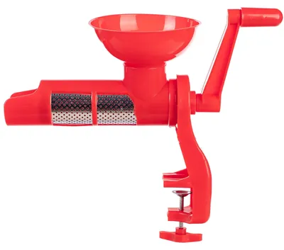 Produktbild von Tomatenpresse - Handbetriebene Passiermühle - Edelstahlsieb - Für Gemüse und Obst - Kunststoff 20,5x13x28 cm - Rot
